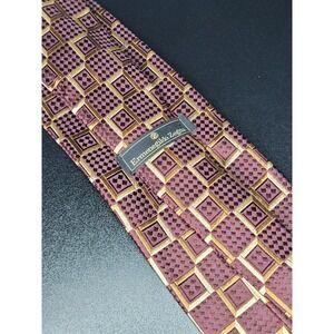 Ermenegildo Zegna Men's Necktie Burgundy Geometric Silk 3.75" x 58" Excellent